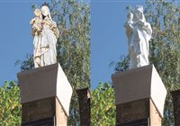 Avant / après peinture sur statue en fonte _ rénovation de patrimoine Aveyron Pourquié